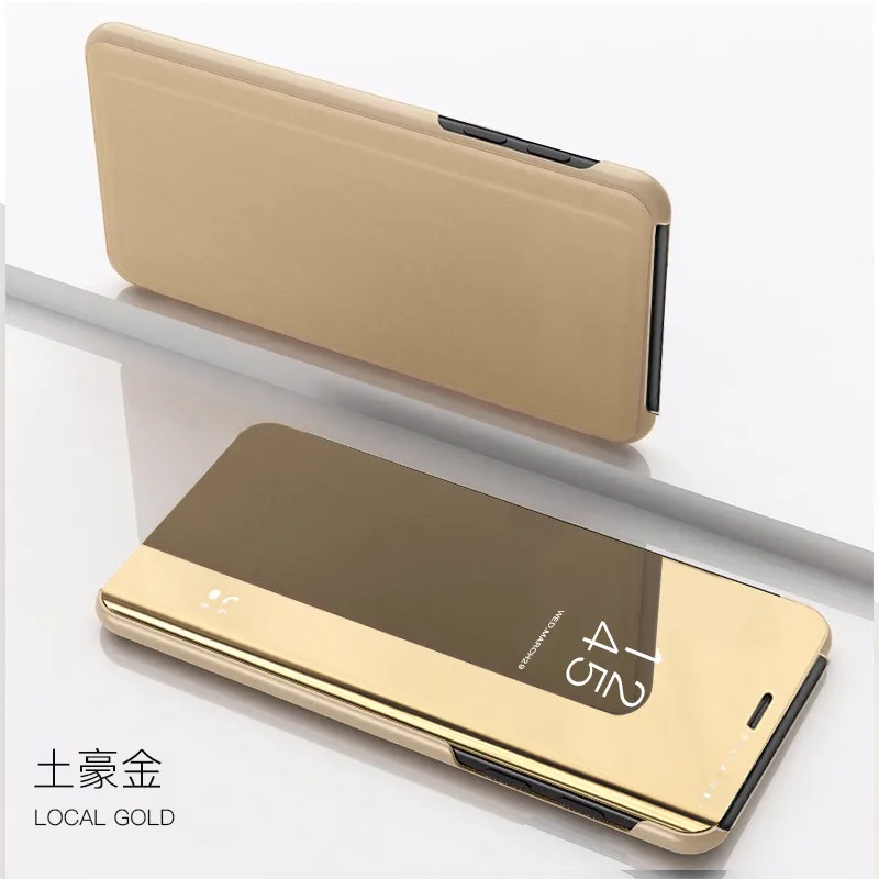 Gold Для OPPO Realme XT чехол с гальваническим покрытием PC зеркальный смарт-чехол с откидной крышкой для OPPO Realme 5 Pro X2 Reno 2 2Z 2F чехол - Цвет: Gold