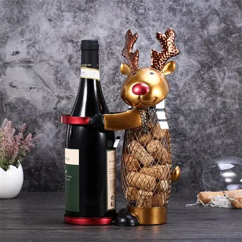 

Tooarts Netted Christmas Elk Wine Rack Animal Wine Holder Cork Container Metal Practical Craft Christmas Gift Xmas Decor M4241