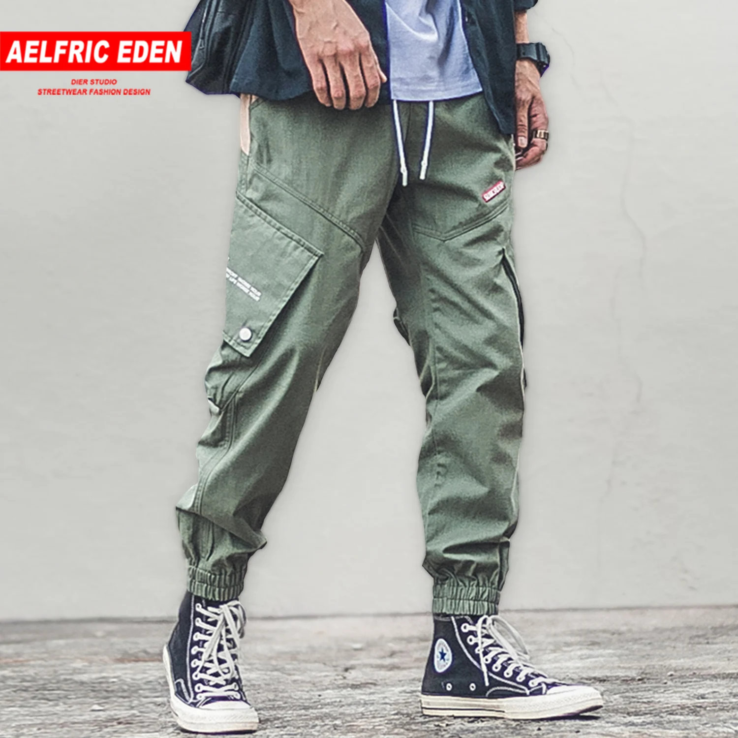 Aelfric Eden лоскутные брюки карго с большими карманами для мужчин Харадзюку хип хоп цветной блок Уличная Повседневная бегунов мужские брюки негабаритных размеров
