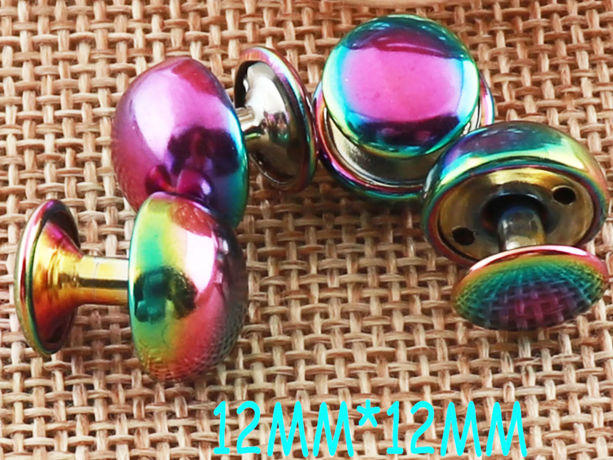 

30 sets Rainbow Mushrooms Double Cap Rivet Dome Round Rivet Domed Studs Leather craft Rivet Fastener Snaps Prong Studs 1/2"