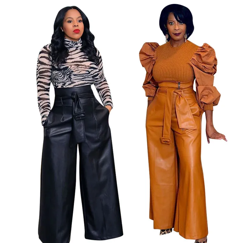 Простой чистый цвет пояс специальный дизайн Брюки High Street Chic офисные женские