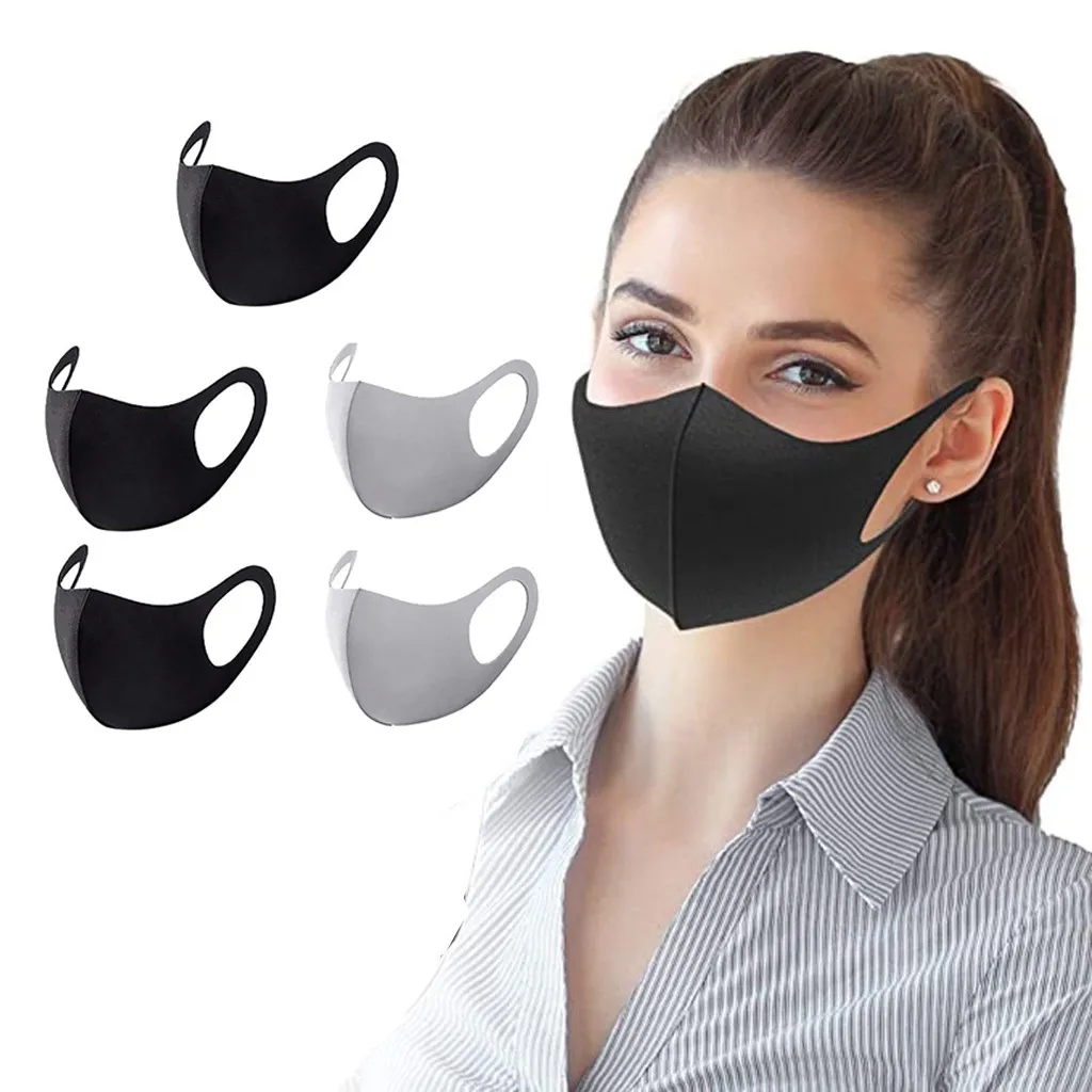 Mascarilla facial lavable para adultos, respirador con mascarilla 3D lavable de color negro, 5 uds.