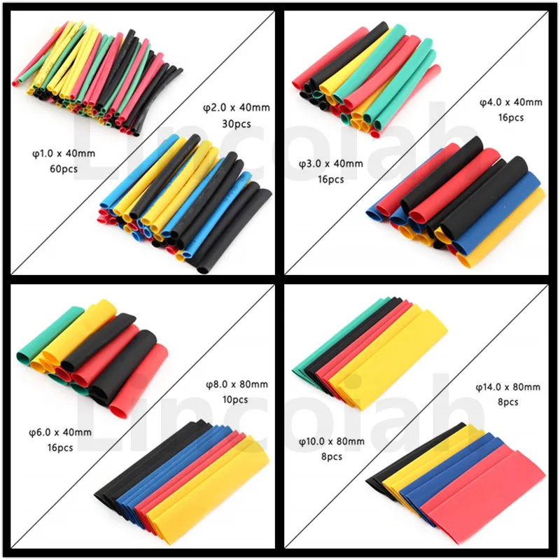 164pcs Box Heat Shrink Tube Set Shrinking Assorted Kit Polyolefin Insulation