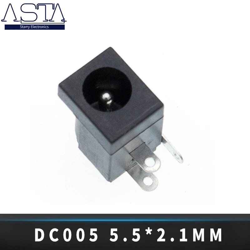 

10Pcs DC-005 Black DC Power Jack Socket Connector DC005 5.5*2.1mm 2.1 socket Round the needle