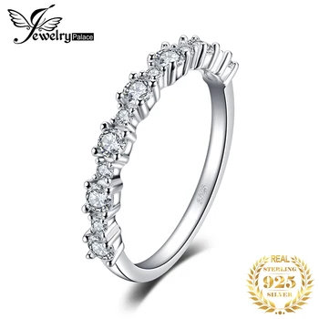 

JewelryPalace CZ Wedding Rings 925 Sterling Silver Rings for Women Stackable Anniversary Ring Eternity Band Silver 925 Jewelry