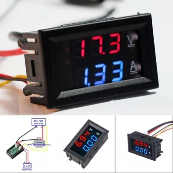 

Mini Digital Voltmeter Ammeter DC 100V 10A Panel Amp Volt Voltage Current Meter Tester Detector Blue + Red LED Amp Dual Digital