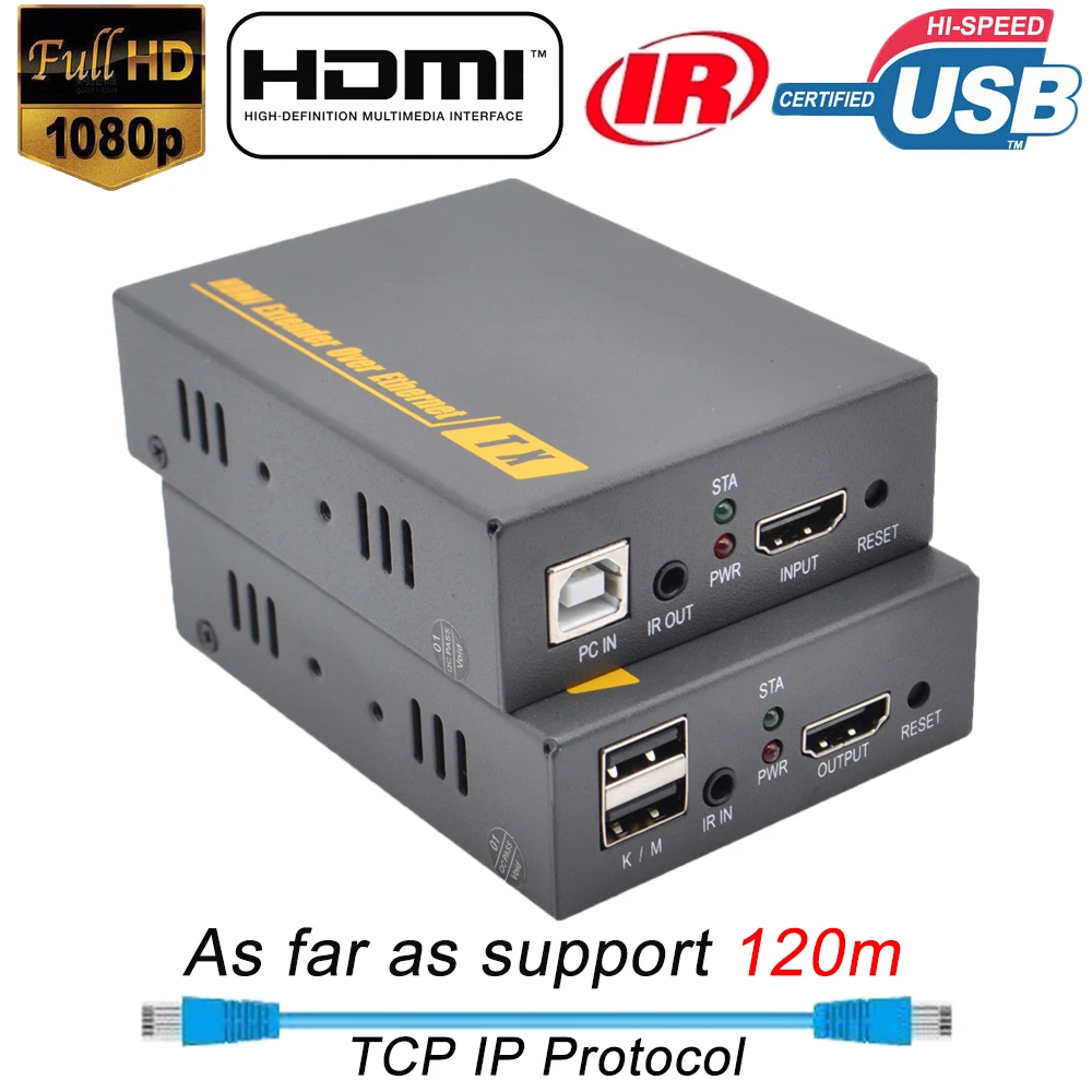  2020 Navceker HDMI KVM Extender Over IP Support IR Network KVM Extender USB HDMI 150M Over UTP/STP 