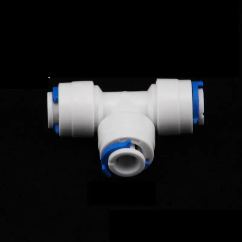 

1/4" OD Tube Tee Type PE Pipe Fitting Hose Plastic Quick Connector Aquarium RO Water Filter Reverse Osmosis System