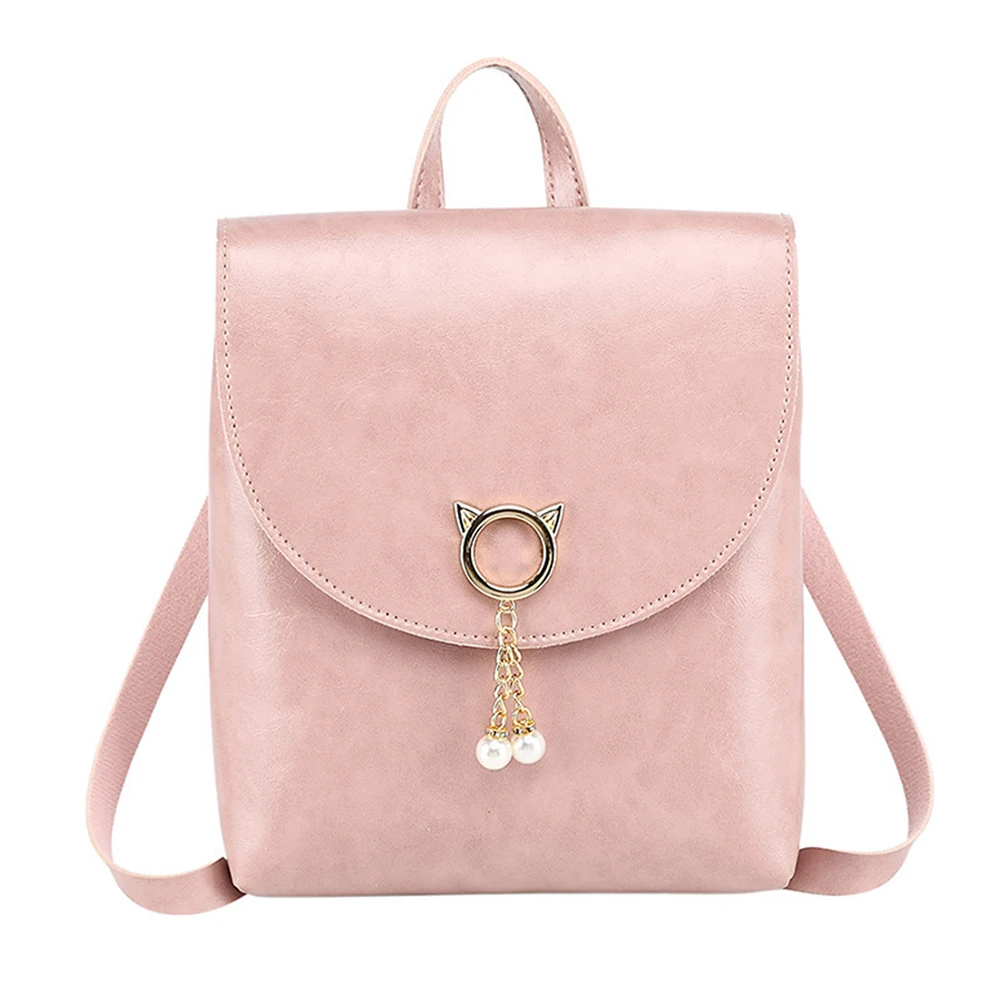 

Fashion Cute Square Leather Backpack Pearls Chain Notebook Bag for Teenage Girl Pack Women Small Shoulder Daily Bag Phone Purse