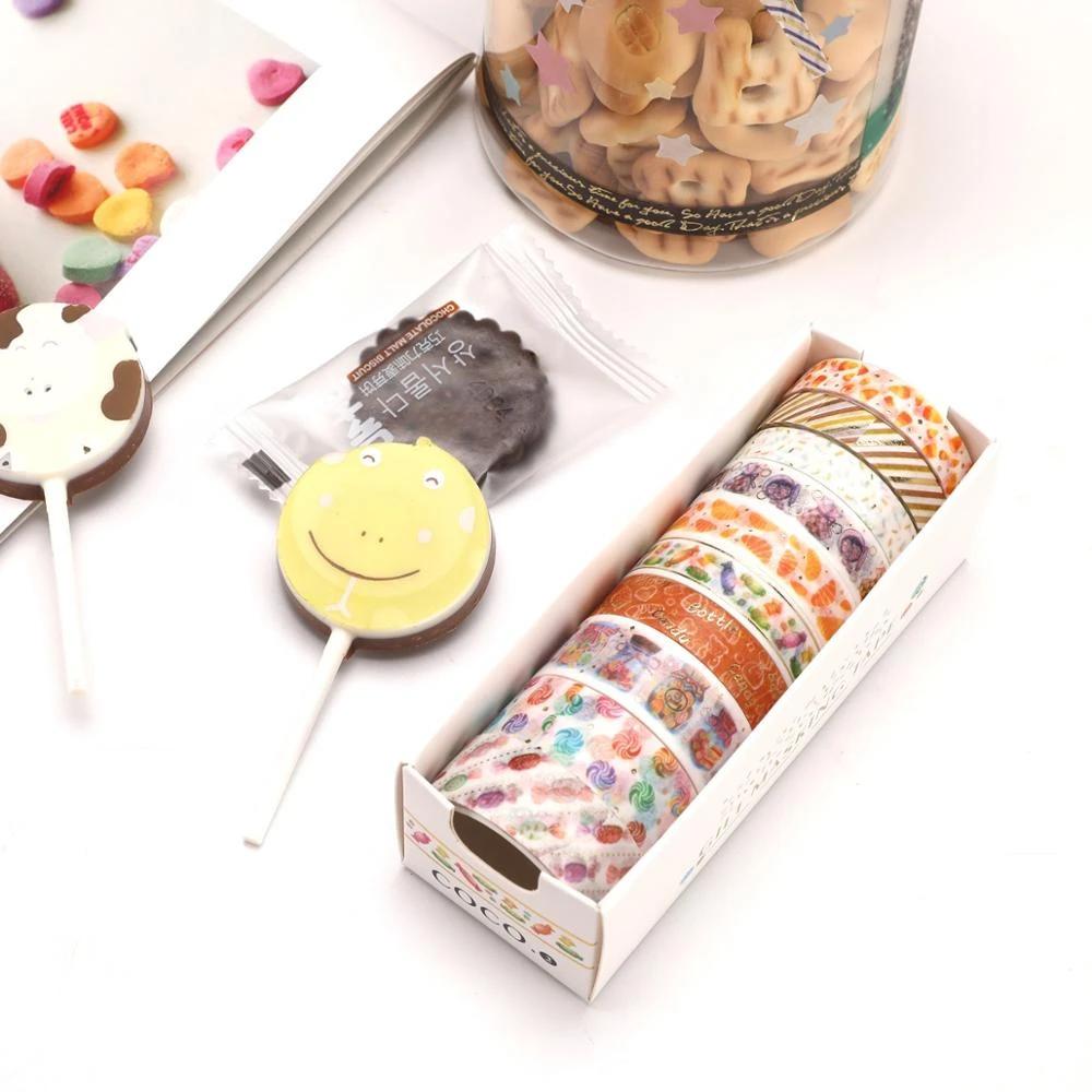 10pcs Coco 2 Paper Washi Tape Set 8mm Food Coffee Party Fruit Candy Gold Gilt Adhesive Masking Tapes Stickers Decoration F817 Office Adhesive Tape Aliexpress