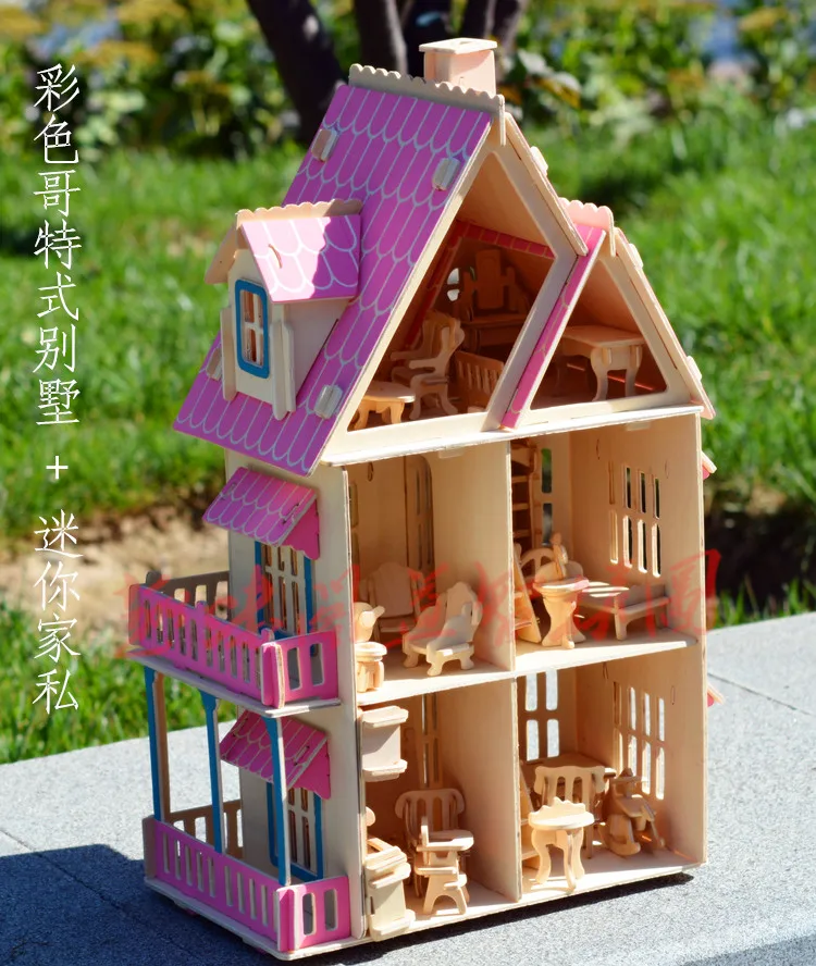 3D лобзик ручной работы деревянный Сборный DIY хижина мебель архитектурная модель стерео модель