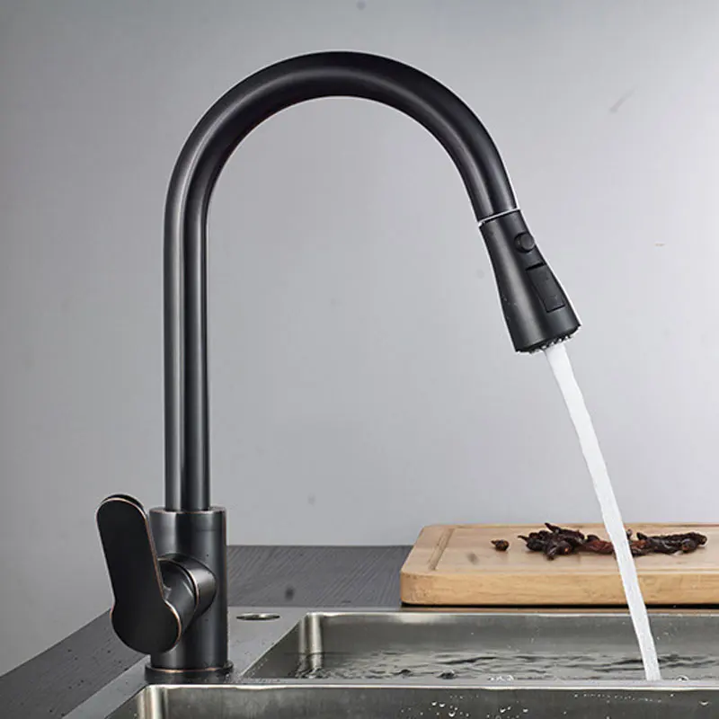 

Black antique smoked pull european-style kitchen sink with hot and cold water tap check head xiancai basins