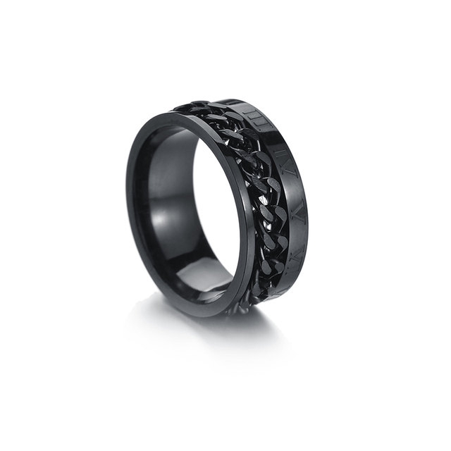 Metal Cool Rotatable Men Ring High Quality Spinner Chain  Stainless Steel Punk  Rings Fashion Women Jewelry for Party Gift