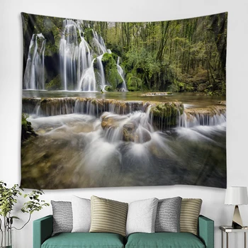 

3d landscape photo wall hanging tapestry nature forest waterfall digital printing wall hanging bedroom study decoration tapestry