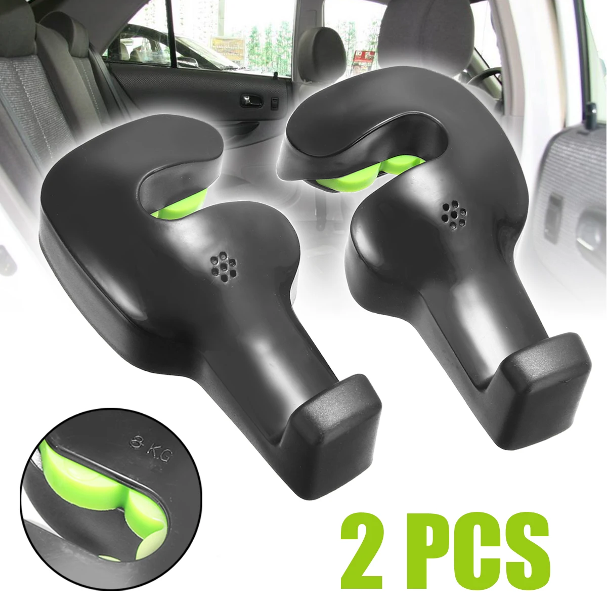 Auto Stowing Tidying 2pcs Black Car Seat Hook Multifunctional CAR Headrest Hanging Hanger Organizer Holder FOR Coat Purse Bag