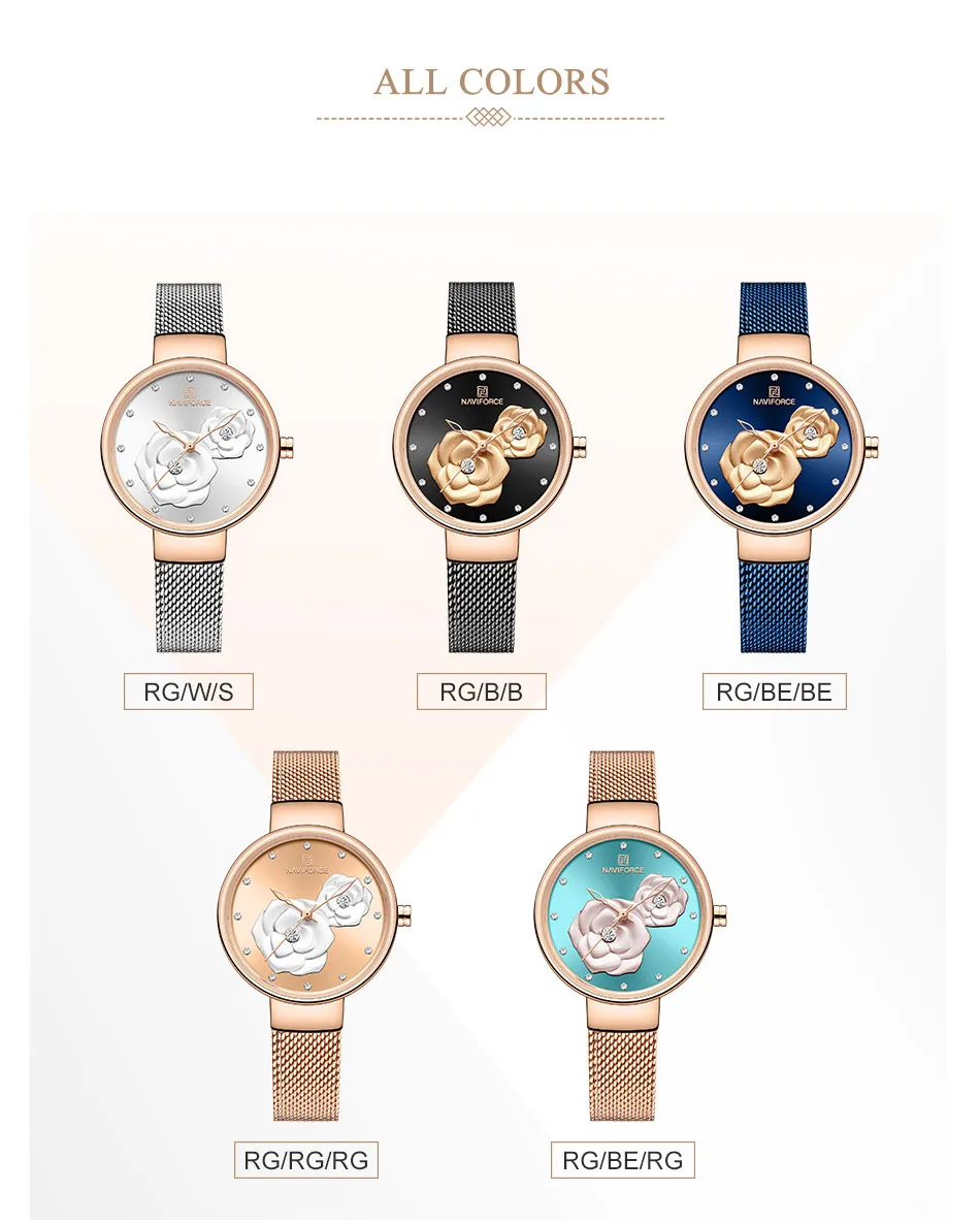 NAVIFORCE, роскошные женские часы, модные, креативные, 3D, розовое золото, женские наручные часы, стальной ремешок, водонепроницаемые часы, Relogio Feminino