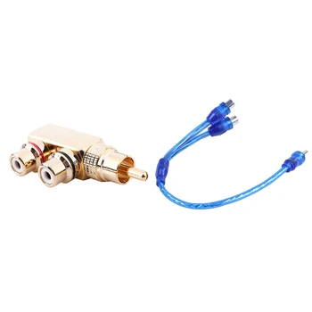 

1 Pcs 1 Male to 2 Female Splitter Y Adapter Cable & 1 Pcs RCA Male to 2 RCA Female Connector