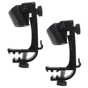 

2 Pcs Drum Microphone Clip Adjustable Rim Snare Drum Mic Mount Clamp Holder for The Microphone Diameter of 18mm to 22mm