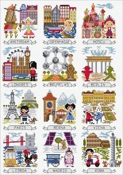 

HH cross stitch kit Animal cotton thread Love lock canvas stitching embroidery Magazine Tour Map of European Countries