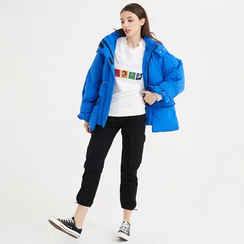 

Fashion Winter New Women 2020 Casual Down Jacket Simple Slim Large Pocket Warm Han Hooded Short Jacket