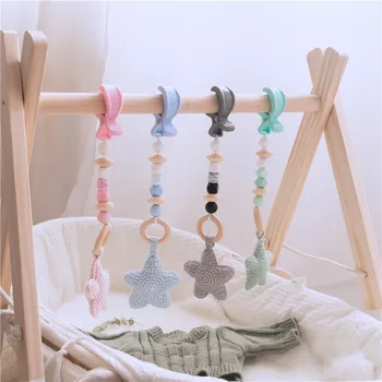 

1 pc Baby stroller toy Crochet chain Stroller hook star Style Personalized Hand-made Silicone Bead Chain Baby strolle Clip New
