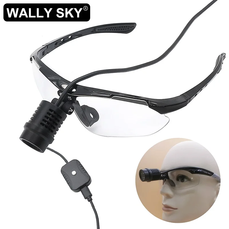3W Dental Headlight with Eyeglasses Max 50000 lux LED Lamp for Dental Binocular Magnifier