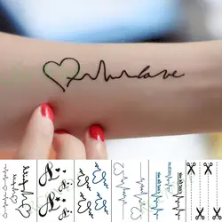 Водонепроницаемая временная татуировка наклейка сердцебиение письмо ножницы звезда временная татуировка флэш-тату маленькие татуировки