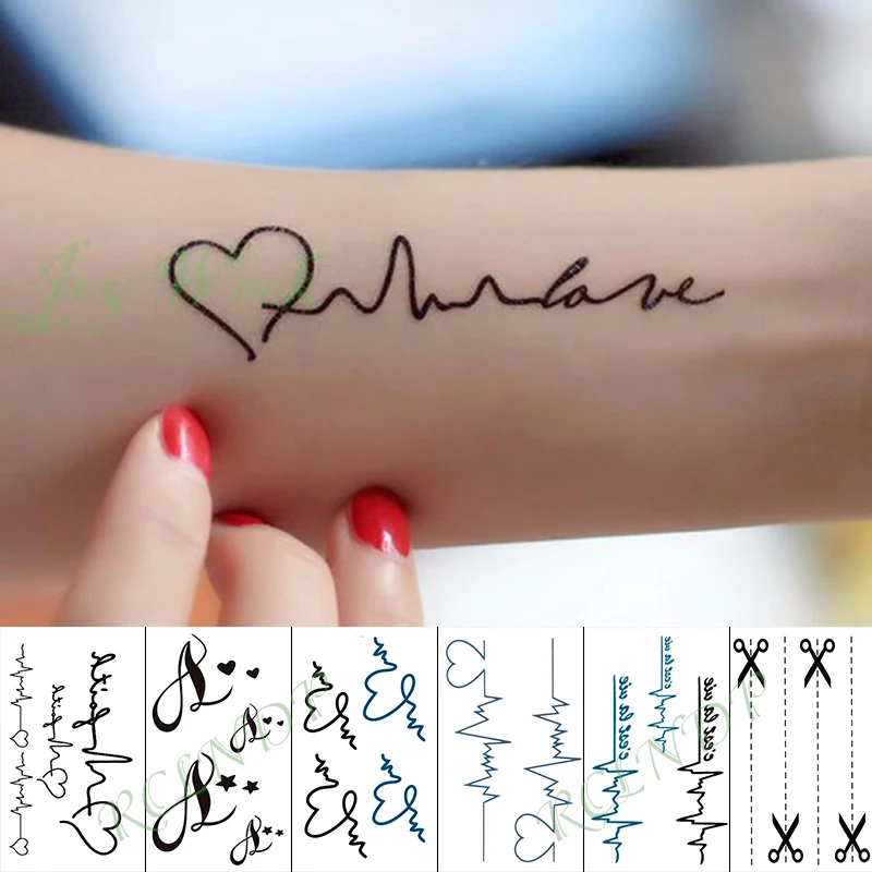 

Waterproof Temporary Tattoo Sticker Heartbeat Letter scissors star Fake Tatto Flash Tatoo small tattoos for Kid Girl Men Women