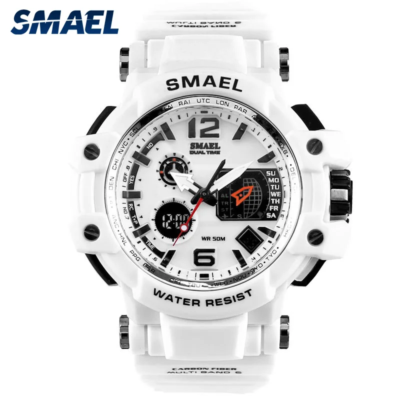 SMAEL 1509 Men White Digital Watch Men‘s Sport Watches Electronic Military Wrist watch Male Waterproof Clock Relogios Masculino | Наручные