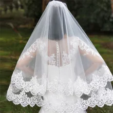 2019 New Arrival Women Bridal Veils 2 Layers Sequins Bead Lace Edge Short Wedding Veils with Comb 2 Layers