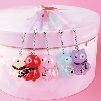 

1pcs Gel Pens Kawai Pendant Lucky Cat black colored gel-ink pens for writing Cute stationery office school supplies 0.5mm