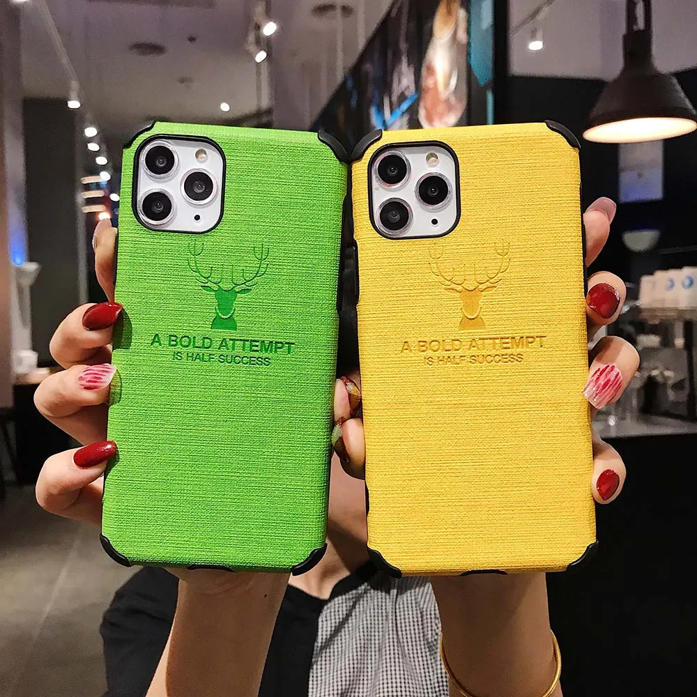 

Anti-knock Antler Phone Case for Iphone 11 Coque XS XR XS 10 Case Simple Solid Color Matte Back Cover for Iphone 7 8 6s 6 Plus