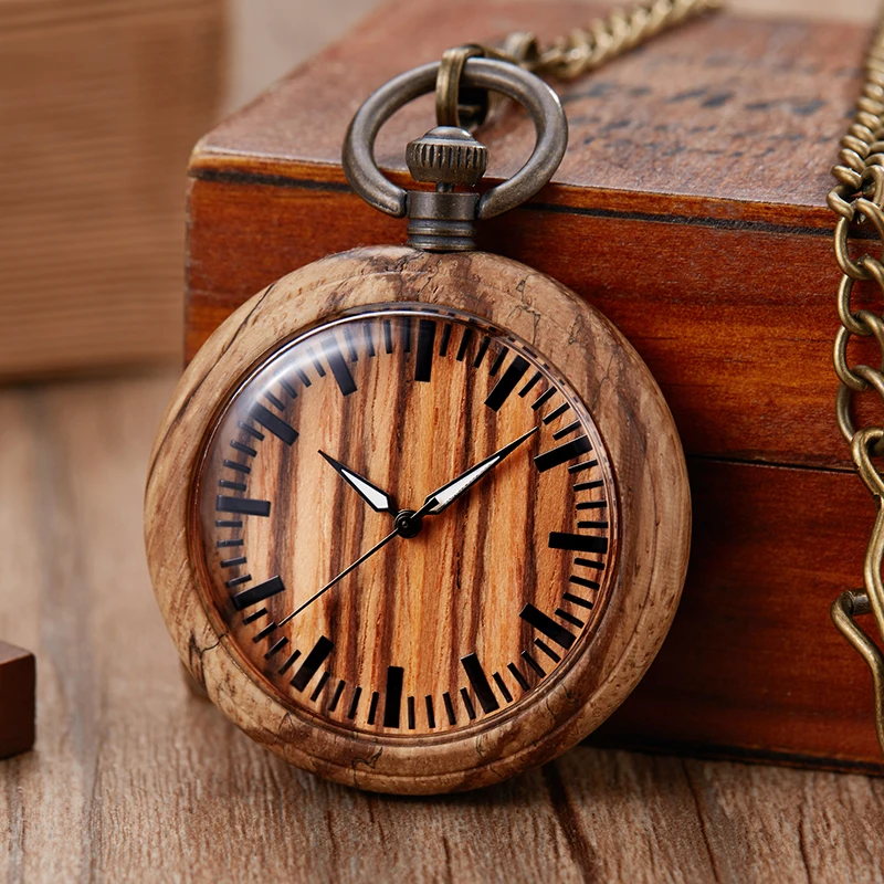 

2019 Charming Wooden Pocket Watch Men Large Dial Wood Case Quartz Women Pendant Watches Gift Analog reloj de bolsillo