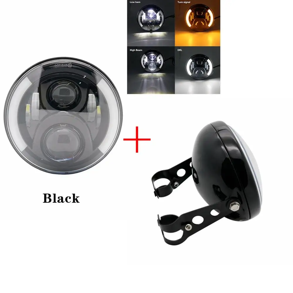

7 Inch DOT SAE E9 Motorcycle Headlamp with angle eye Led Headlight 7inch housing bucket trim ring 7" Headlight mount bracket