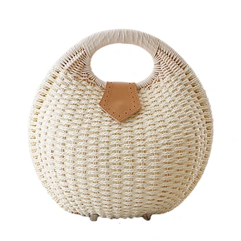 

NEW-Fashion Shell Handbag Straw Rattan Woven Bag Beach Holiday Leisure Women's Bag Women Handbags and Purses Shell Woven Bag Han