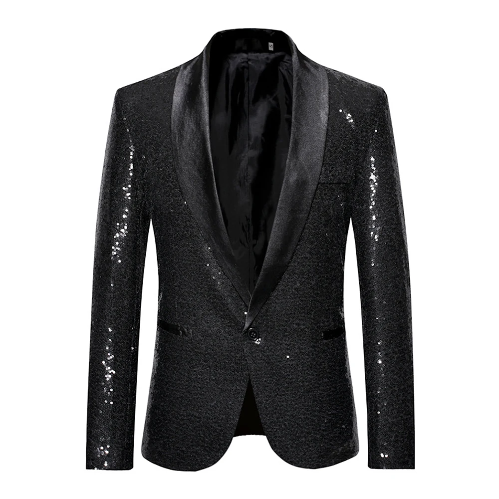MoneRffi мужские блестящими пайетками Slim Fit пиджак на одной пуговице, лацкан с тупым углом, блейзер, костюм, смокинг для вечерние свадебные туфли для ночного клуба обувь блейзер