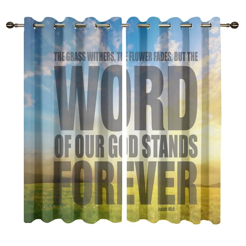 Custom Window Curtains for Living Room Christian Bible Verse Print