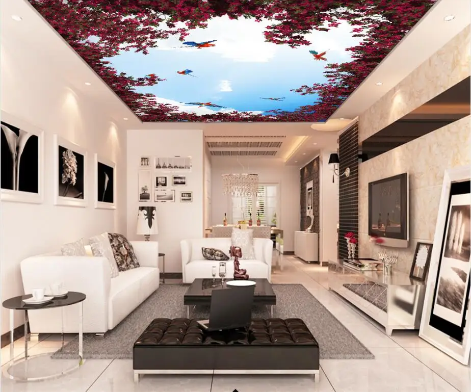 

Red forest bluy sky ceilings Murals For The Living Room Bedroom Ceiling Background Wall Mural Wallpaper