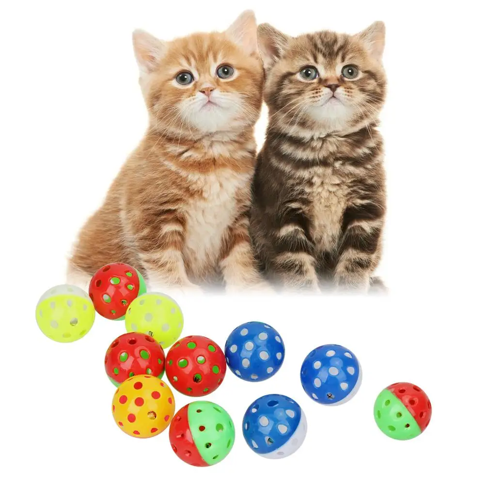 Colourful 18Pcs/Set 4cm Plastic Pet Cat Kitten Play Balls With Jingle Bell Pounce Chase Rattle Toy For Cat Pet Supplies