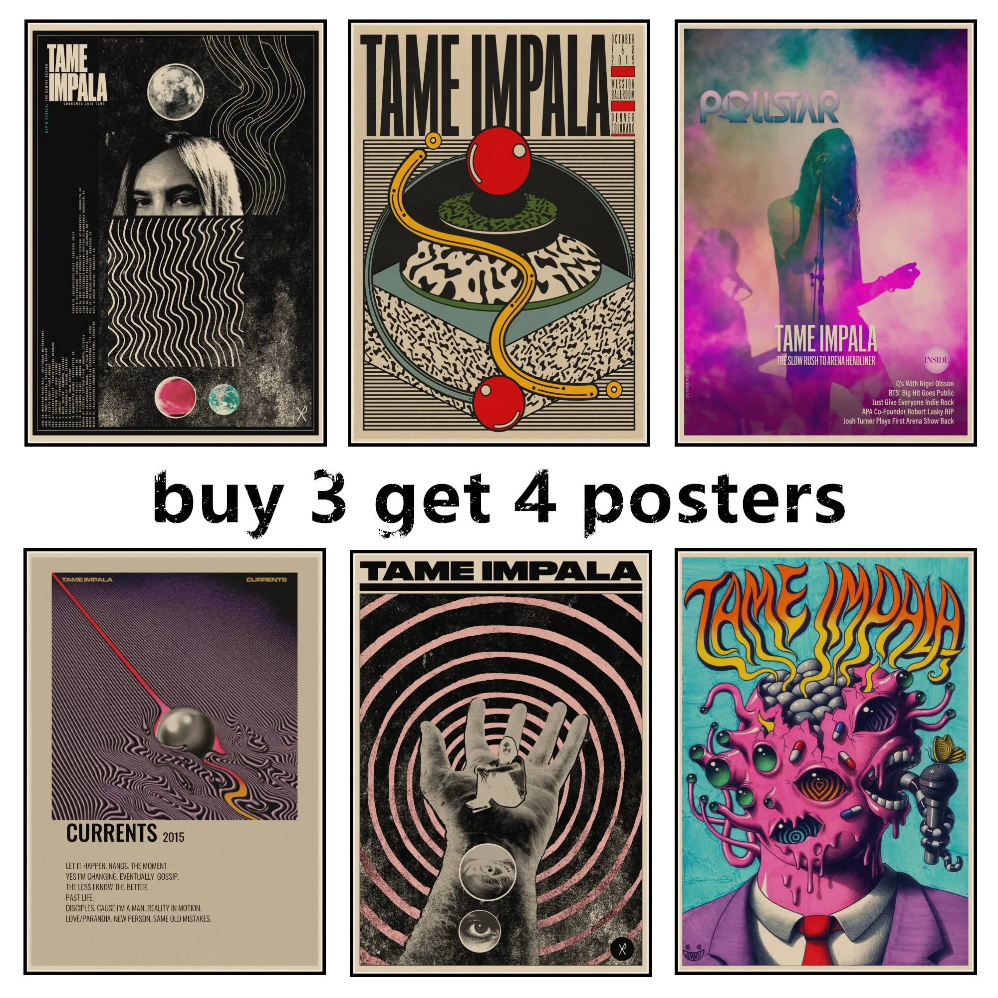 Tame Impala Psychedelic Rock Art Music Poster HD Print 12" 16" 20" 24" Sizes 