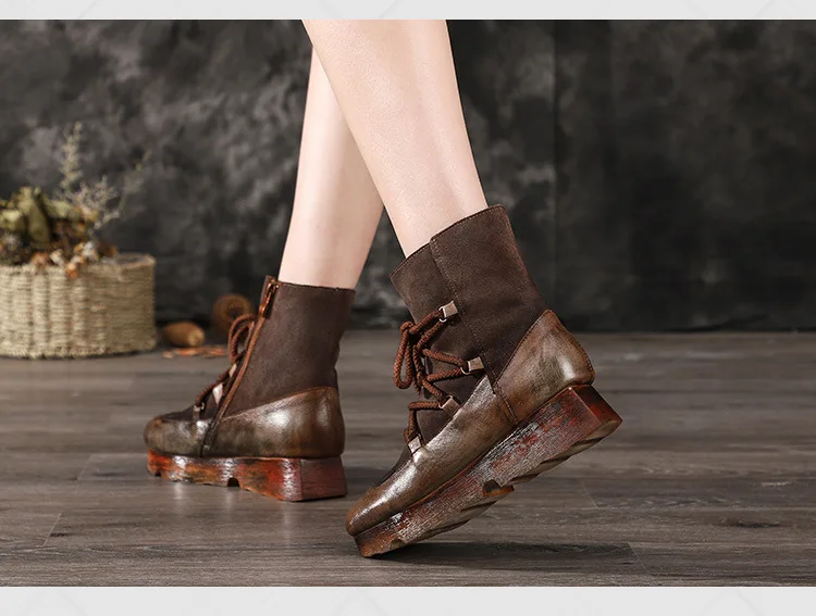 Artdiya/оригинальные новые женские ботинки на толстой подошве; сезон осень-зима; ботильоны из натуральной кожи ручной работы в стиле ретро; Индивидуальные полусапожки