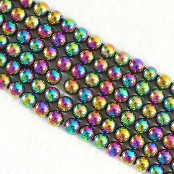 

Multicolored Hematite lovely 4mm 6mm 8mm 10mm 12mm Round stone loose Beads diy Jewelry making 15 inches B180