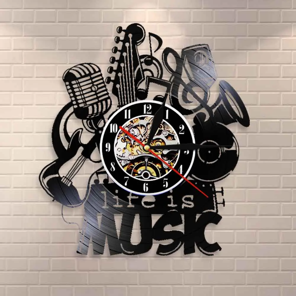 Винтажные настенные часы Life Is Music с виниловой пластиной антикварные музыкальные