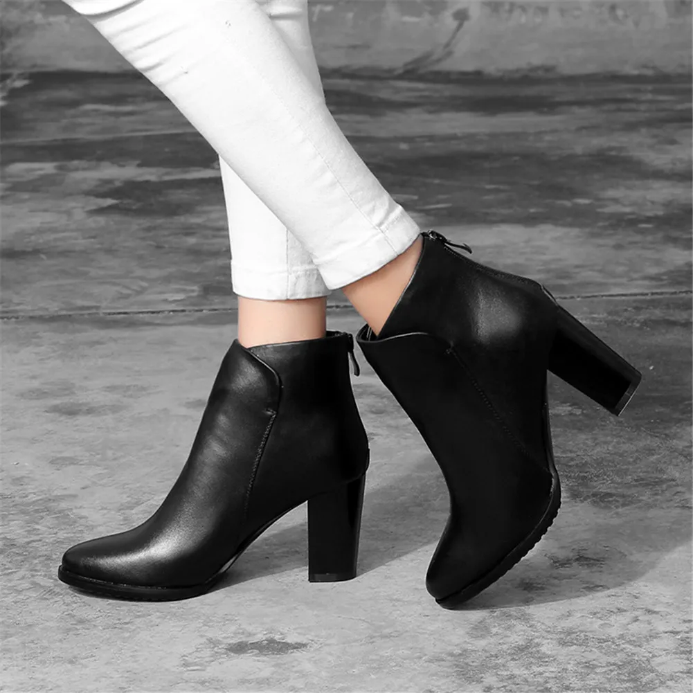 

SARAIRIS Brand Top Quality Genuine Leather Lady High Heel Shoes Woman Casual Party Office Lady Autumn Ankle Boots Women