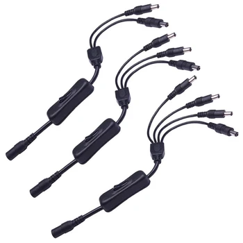 

5.5*2.1mm DC 12V Inline Switch Connector Cable 1 to 2 3 4 Dimmer Controller Adapter Cable for LED Strip 5050 3528