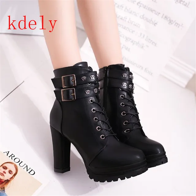 Ankle Boots Women Platform High Heels 