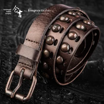 

Hand-clearing special belt head layer planted tanning cowhide casual set up retro trend belt men's and women's belt