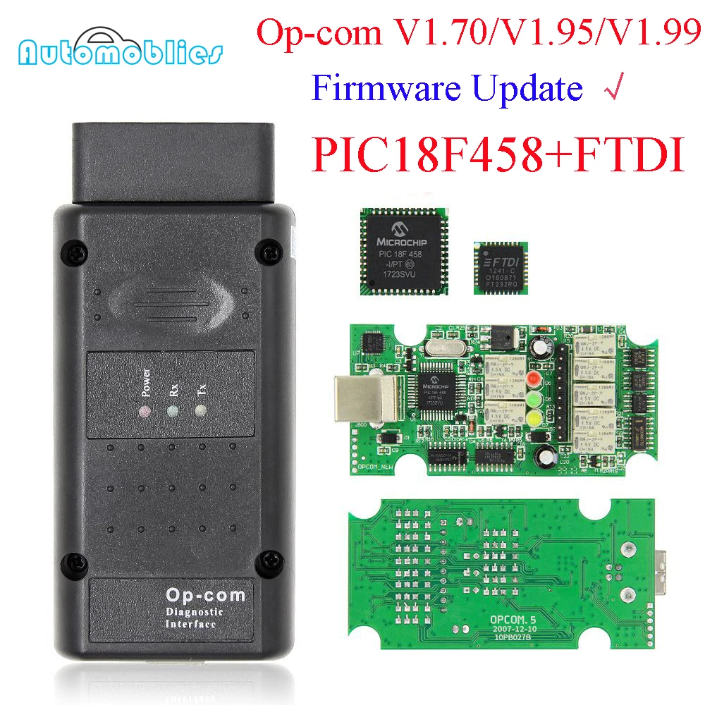 Op com V1.70 V1.95 V1.99 с PIC18F458 FTDI op-com OBD2 автоматический диагностический инструмент для Opel OPCOM шина сети локальных контроллеров V1.7 может быть flash FW обновление