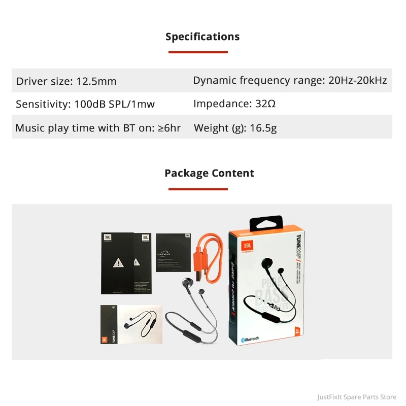 JBL T205BT Earphone Wireless Bluetooth Earbuds Sports Pure Deep Bass Sound Music Headset Hands free Calls For Smartphone