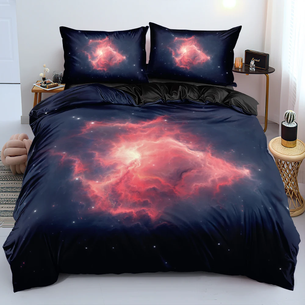 

Red Nebula Bedding Set Magic Star Comforter Cover Set Single Full Queen King Size Soft Bedding Set for Modern Gift Home Textile